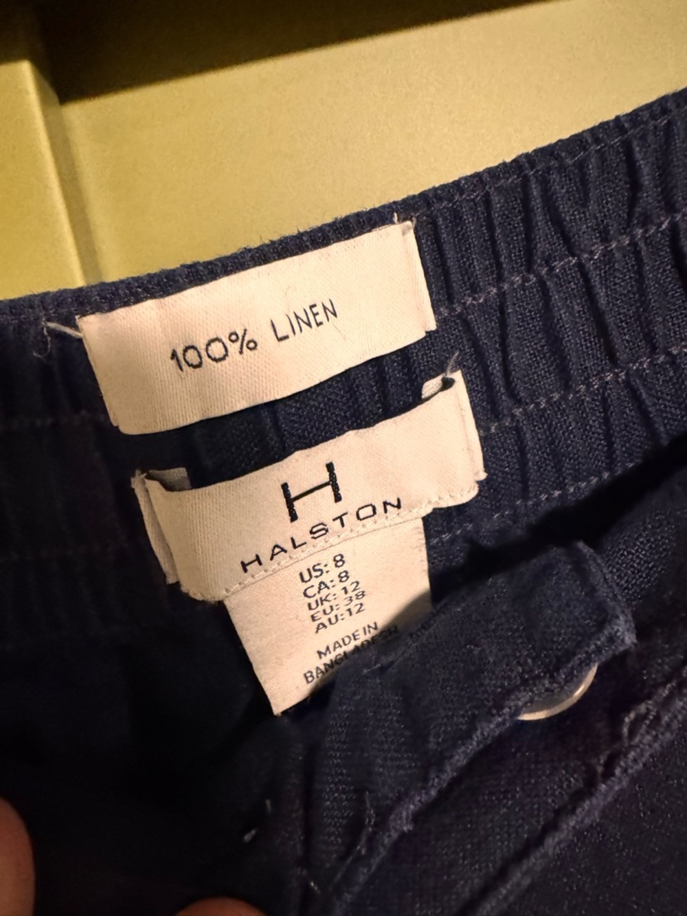 Halston Navy Linen Wide-Leg Pants - Picture 5 of 6